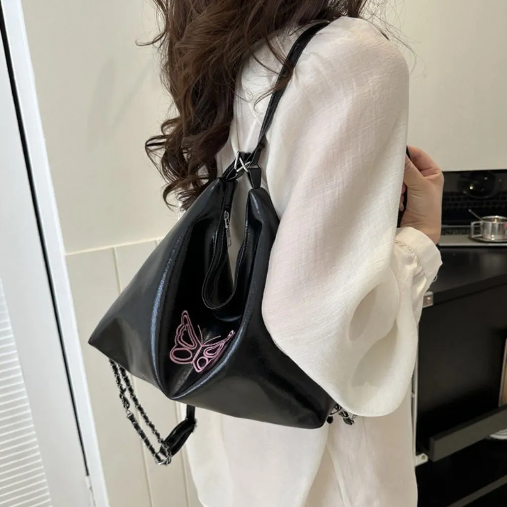 Multifunktionale PU-Lederkette Schultertasche Dual Purpose Korean Style All-Match Große Kapazität Einkaufstasche Geschenk_voghion.com