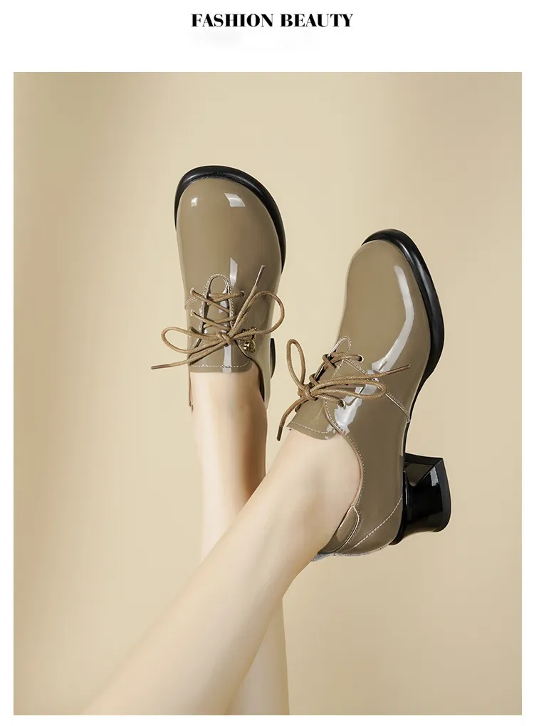 Dress AIYUQI Genuine Leather 2024 Fall Round Quality Head New Ladies Office Shoes British Lace Up Women Loafers Fd54_voghion.com