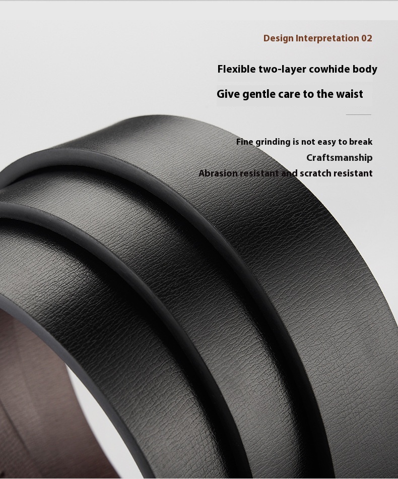 Genuine Leather Men's Automatic Buckle Belt Business Style_voghion.com