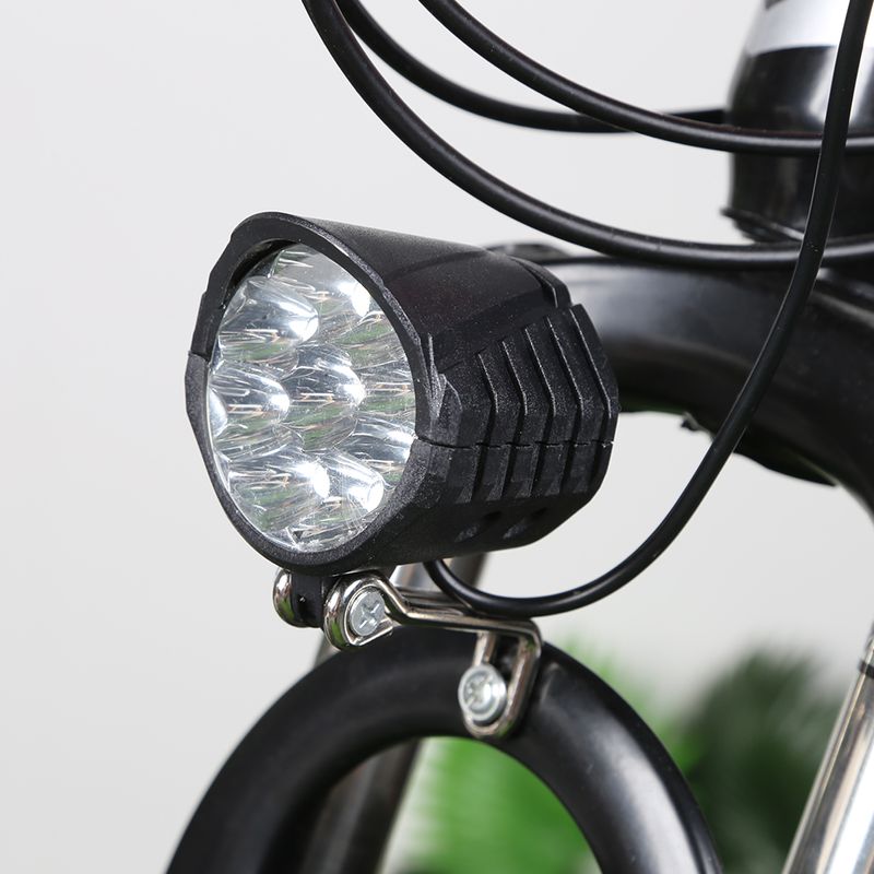 Feu avant LED pour vélo électrique 36/48/60 V avec klaxon 18 W 9 LED pour scooter électrique Phare haute puissance étanche pour vélo électrique_voghion.com