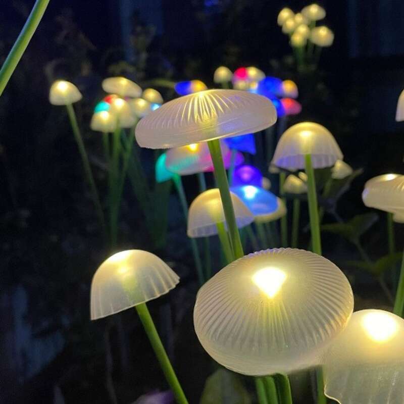LED Solar Silikon Pilz Boden Stecker Quallen Outdoor Garten Hof Atmosphäre Dekoration Rasen Lampe_voghion.com