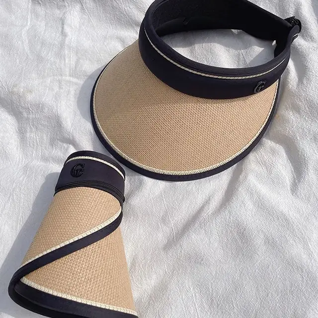 Fashion Women Girls Summer Empty Top Sun Hat Anti UV Beach Sunhat Large Wide Brim Outdoor Portable Foldable Female Visor Cap_voghion.com