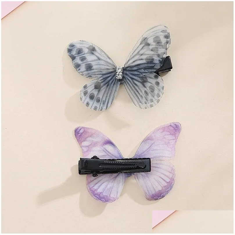 Doppeldeck Drei Nsional Barrettes Schmetterling Retro Strass Gaze DIY Haarspangen Zubehör Frauen Haarnadel Dhoxk_voghion.com