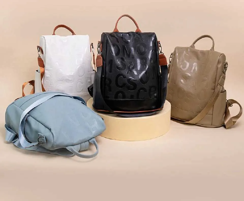 New Fashion Letter Designer Anti Theft Travel Backpacks Womens Large Capacity Shoulder Bags Totes Soft Leather School_voghion.com