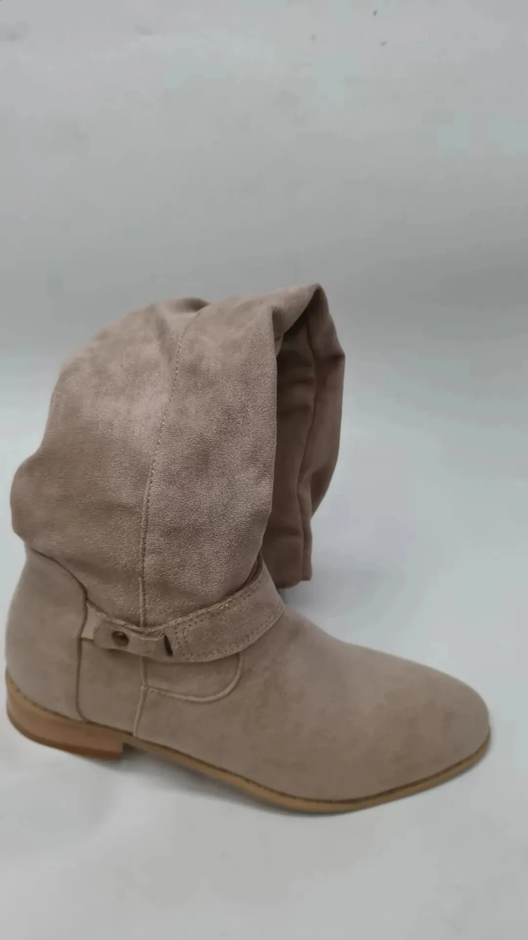 Autumn Winter Artificial Suede Casual Low Heels University Style Shoes Zipper 40-43 Womens Knee High Boots 241116_voghion.com