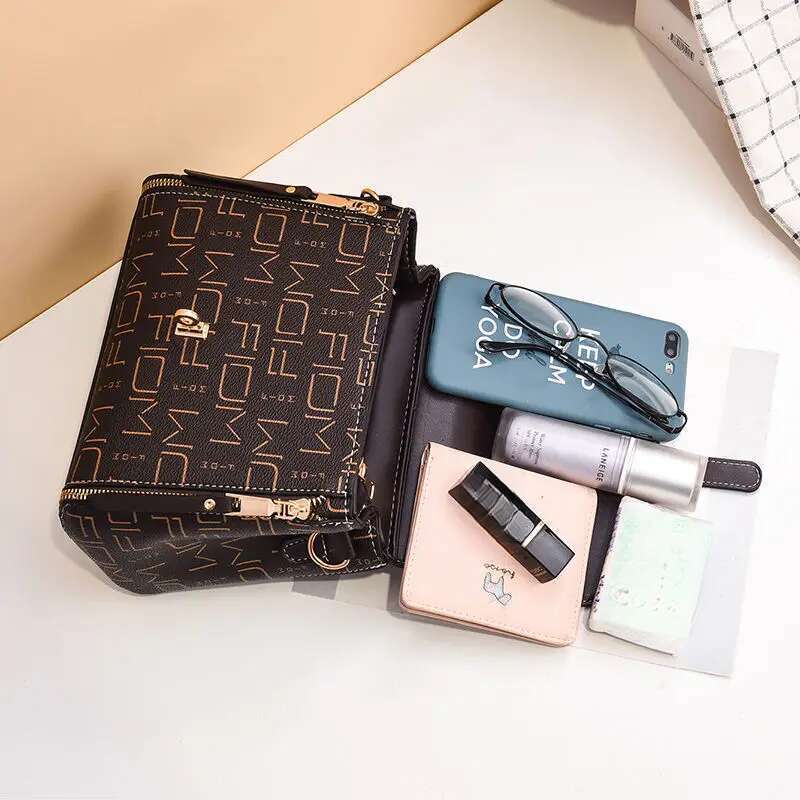 Vera pelle Texture 2025 Estate Nuovo, Rete Ben nota Borsa a tracolla stampata da donna, Piccola_voghion.com