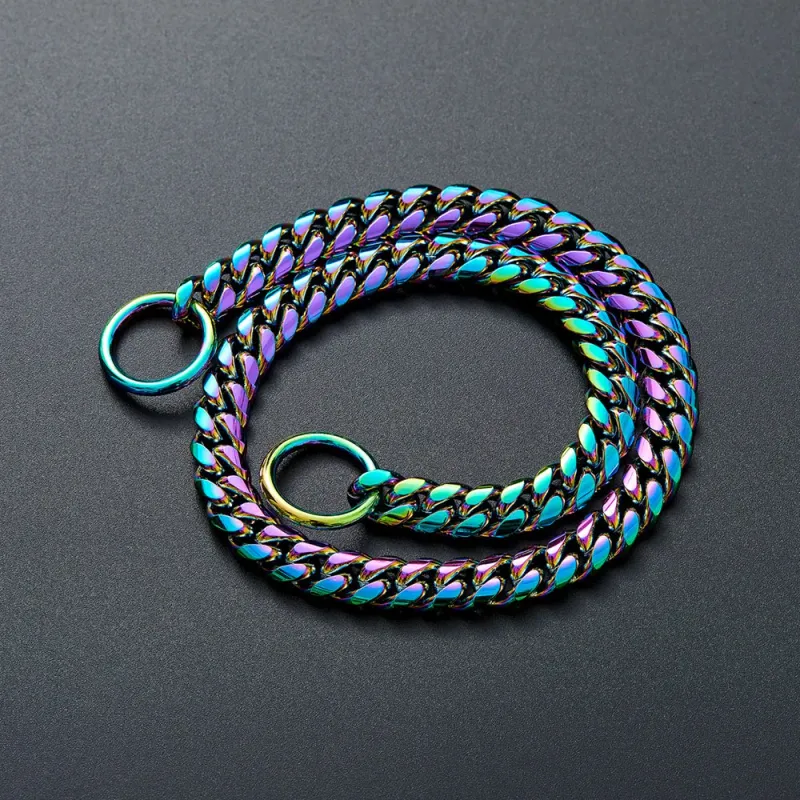 Guldhalsbånd 10 mm cubansk K-halskæde Heavy Duty Slip rustfrit stål Hunde-P-kæde til mellemstore og store hunde_voghion.com