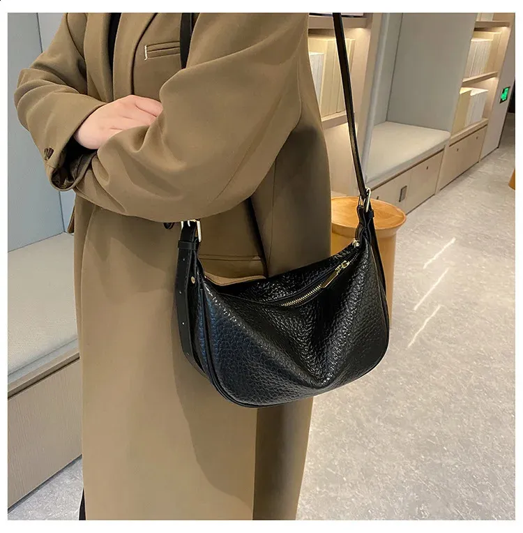 Geantă de umăr pentru femei, geantă de mână din piele naturală cu 3 straturi cu fermoar, geantă de mână din piele de vacă, geantă crossbody pentru femei, geantă de mână Hobos Messenger Tote_voghion.com
