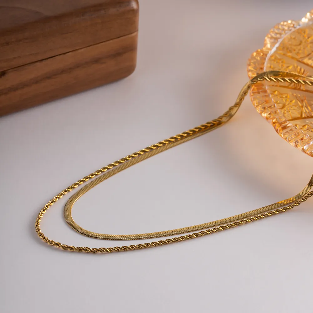 Collana catena doppio strato design serpente lama gioiello_voghion.com