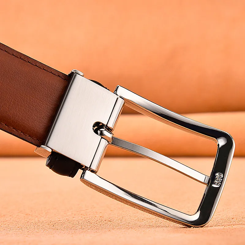 Reversible Leather Belt For Men Premium Cowhide Business Casual_voghion.com