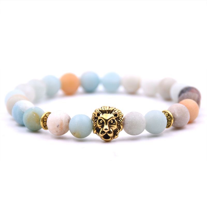 Fashion Natural Buddha Beads Volcanic Stone Lion Head Bracelet_voghion.com