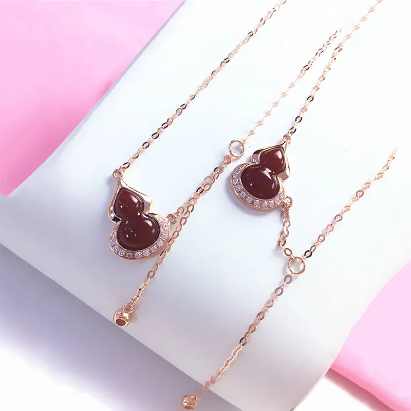 Catene Classiche 585 Viola Oro Intarsio Rubino Zucca Collana Per Le Donne Placcato 14k Rosa Pendente Vintage Stile Cinese Gioielli_voghion.com