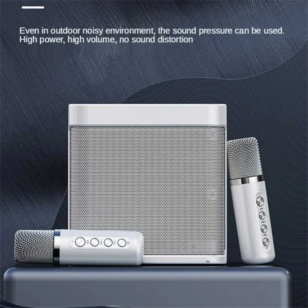 Karaoke Hine With Dual Microphones Portable Bluetooth Speaker Studio Subwoofer AUX TF Card U Disk Player Home Family_voghion.com