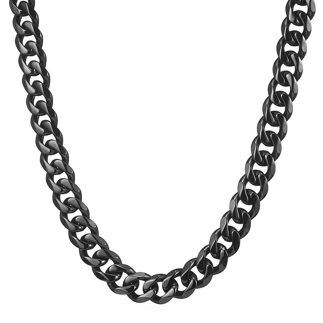 Chaînes 13/15 mm de large Hip-hop en acier inoxydable couleur argent/or/noir chaîne cubaine gourmette pour hommes et femmes collier ou bracelet_voghion.com