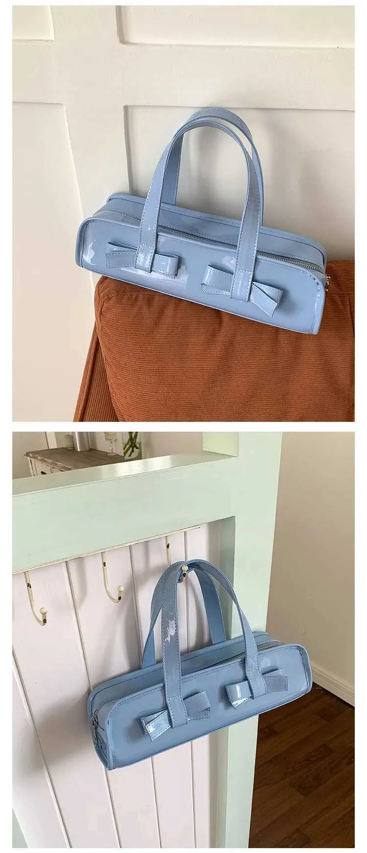 Texturéierten Lackledergrëff fir Fraen Solid Stachel Pillow Bag Weiblech Summer Versatile Shopping Handtaschen Grouss_voghion.com