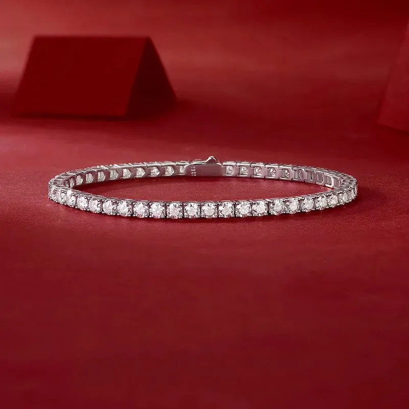 D VVS1 Tennisarmbånd Originalt Sterling Silverbelagt Hvidguld med GRA Armbånd til Kvinder og Mænd 240507_voghion.com