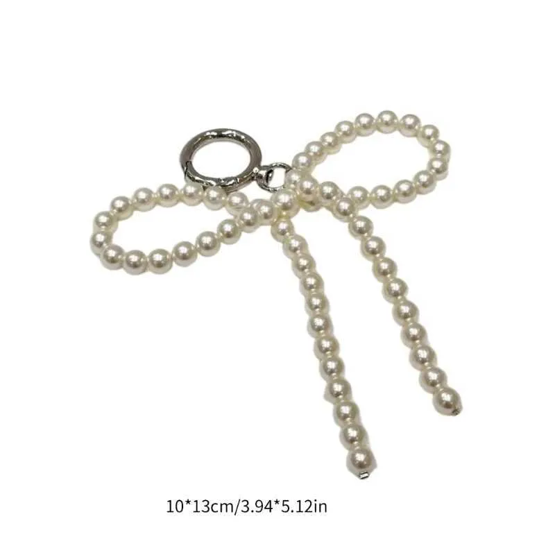 Porte-clés décoratif avec pendentif en forme de nœud de perle à la mode, doux et mignon, breloque pour portefeuille, sac à dos, sac à main Y241121_voghion.com
