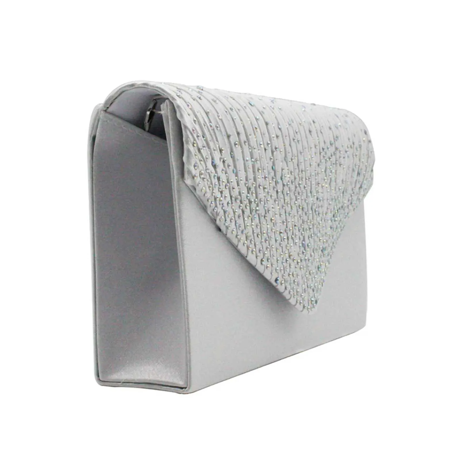 Modische und elegante Clutch für Damen aus Satin mit rhinestone-verzierter Schulterpartie, dünne Kette, passend zu Party- und Bankettkleidern, Abendtasche_voghion.com