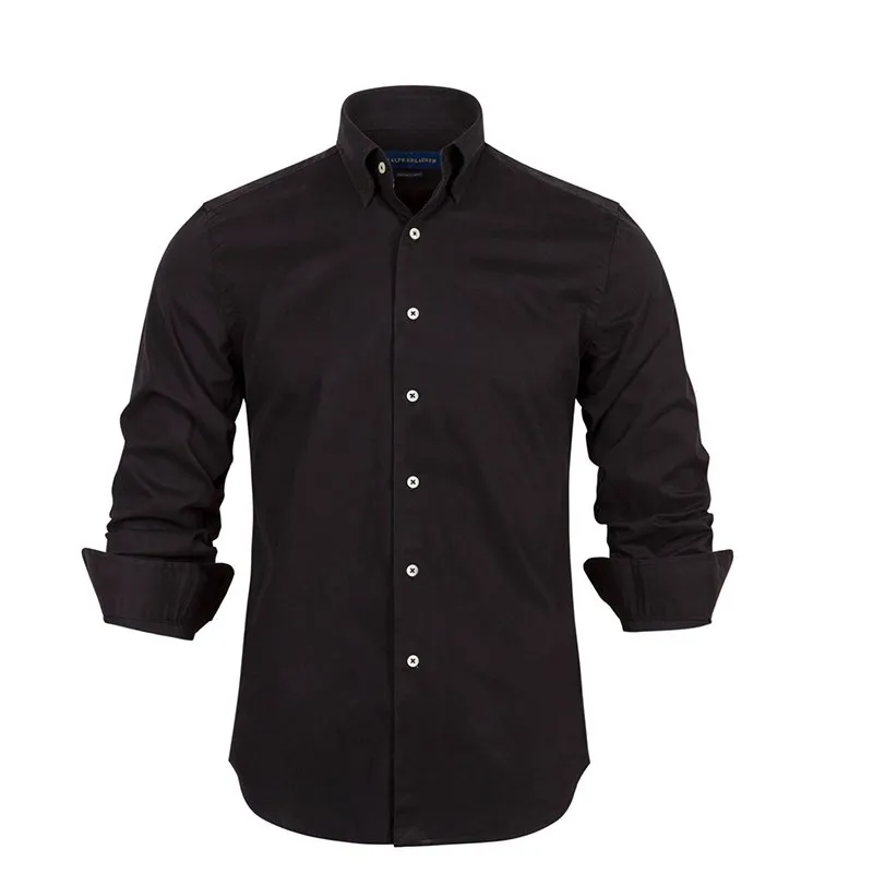 2024 Nou Bărbați Clasici Mânecă Lungă Slim Fit Culoare Solidă Casual Cămașă Designer Bumbac Cămăși de Business pentru Bărbați_voghion.com