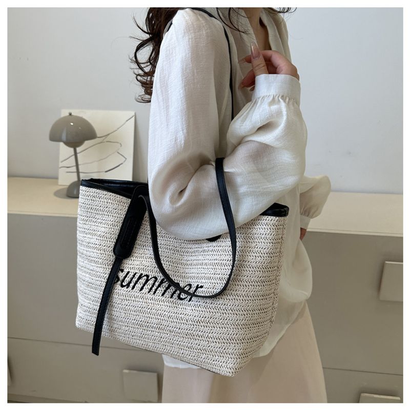 Große Kapazität Gras gewebt Tote - neue Single-Schulter Modetrend koreanische Version Make-up vielseitige Damentasche_voghion.com