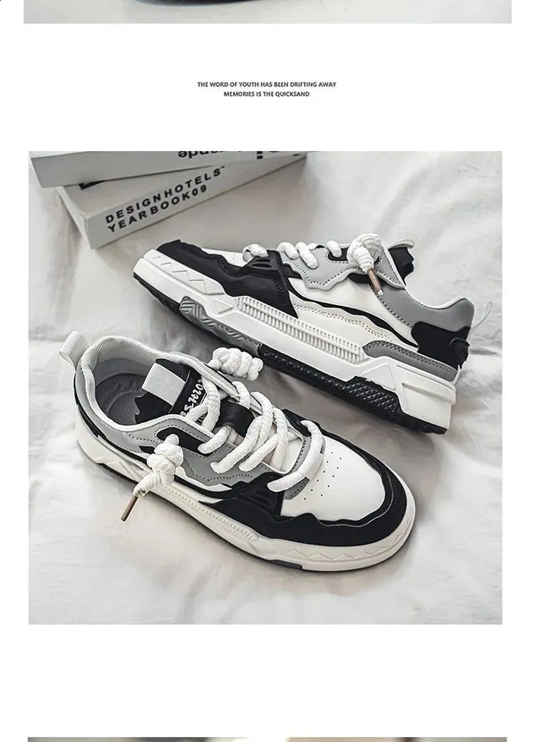 Trend chleb tkany koronkowy patchwork street hip-hop krótkie grube męskie buty sportowe 241007_voghion.com