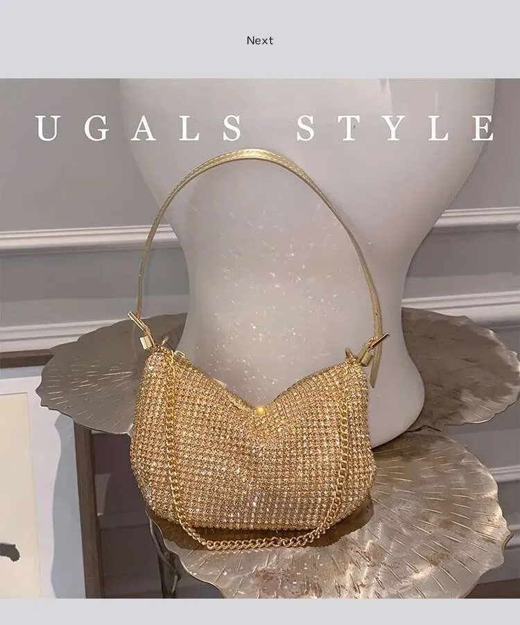 Crystal Rhie Dia Fashion Half Moon Borsa da donna Bg Shiny Even Wedd Party Clutch Borsa a tracolla Street_voghion.com