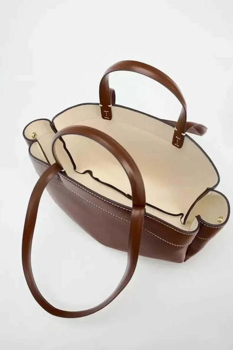 Sac à bandoulière rétro en cuir PU pour femme, pochette sous les bras, grande capacité, décontracté, portable, seau, Handba241218_voghion.com
