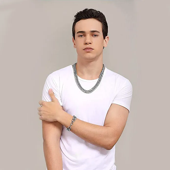 Chaînes Bijoux en acier titane Ne se décolore pas Collier chaîne en acier inoxydable pour homme Extra épais et large_voghion.com