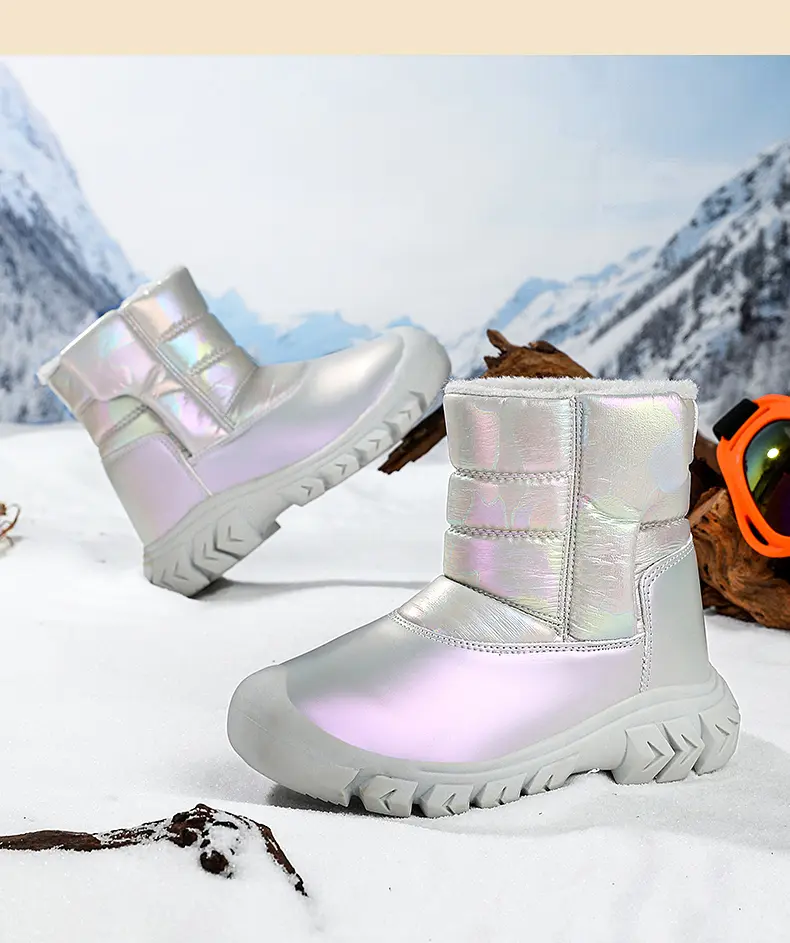 Winter Kinder Fleece verdickt und warm Outdoor Sport und Freizeit High-Top Schneestiefel_voghion.com