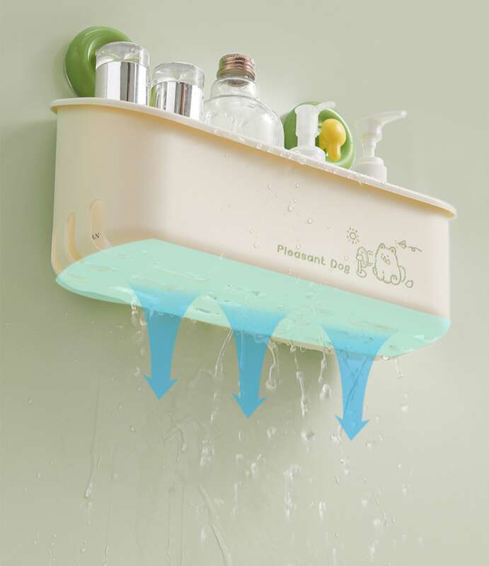 Saugbecher Dopamin Stot Buedzëmmer Toilettenartikelen Mauer Net perforéierte Kosmetik Stockage Rack_voghion.com