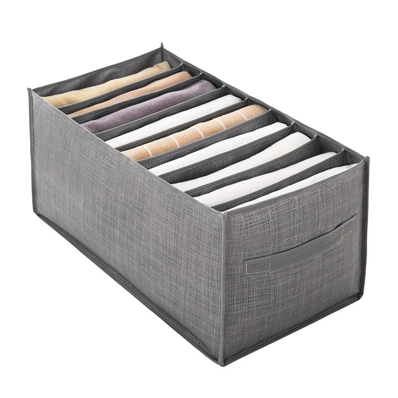 1pc Pants Storage Box, Jeans Divider Storage Box, Wardrobe 9 Grids Storage Basket_voghion.com
