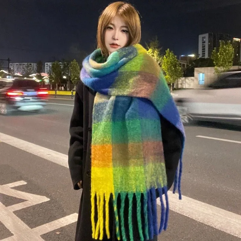 Classic Plaid Scarf For Winter Warm Brushed Cashmere Feel Unisex_voghion.com