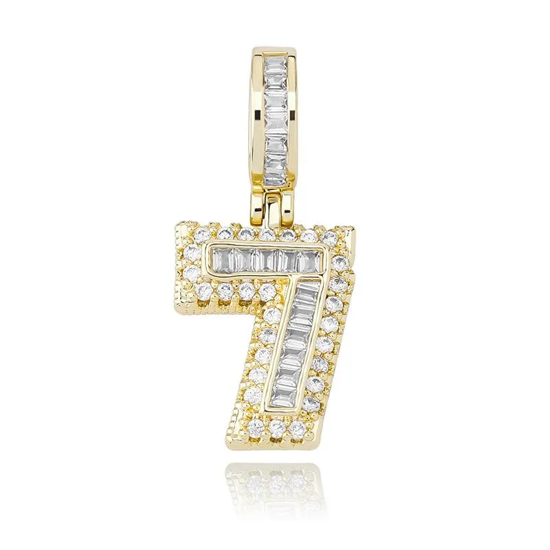 Gold Plated Iced Out CZ Square Cubic Zirconia Custom Sports Number Pendant Chain Necklace DIY Bling Diamond Hip Hop_voghion.com
