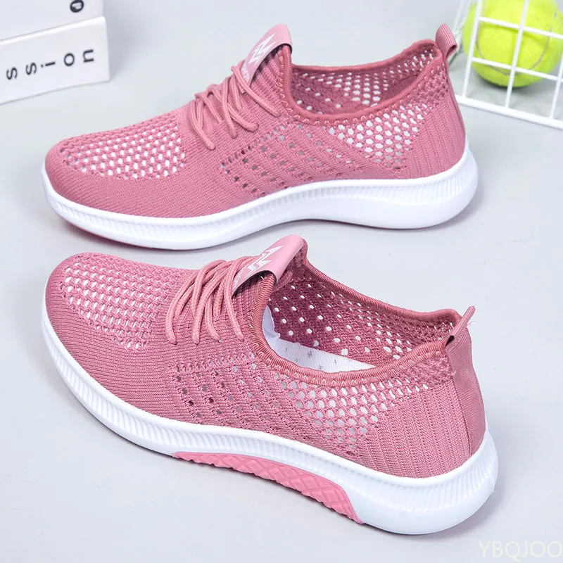 Flat Casual Fashion Breathable Mesh Vulcanized Shoes Women Sneakers Summer Ladies Boat Shoe atos Para Mujer_voghion.com