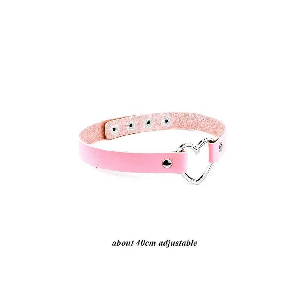 Collier ras du cou gothique en cuir avec pendentif rose sexy et tendance pour femme_voghion.com