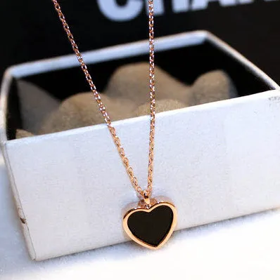 Womens Summer New Love Heart Pendant Necklaces Jewelry Korean Cute Sweet Designer Double Side Short Link Chains Choker_ipsvogv.com