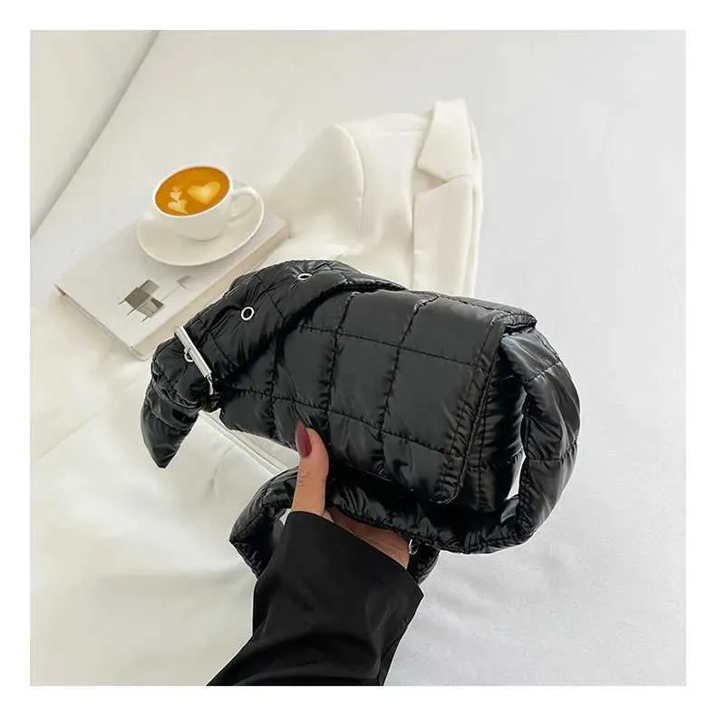 Moda trapuntata invernale leggera calda imbottita in cotone scozzese spalla donne sottobraccio borse gonfie borse C241216_voghion.com