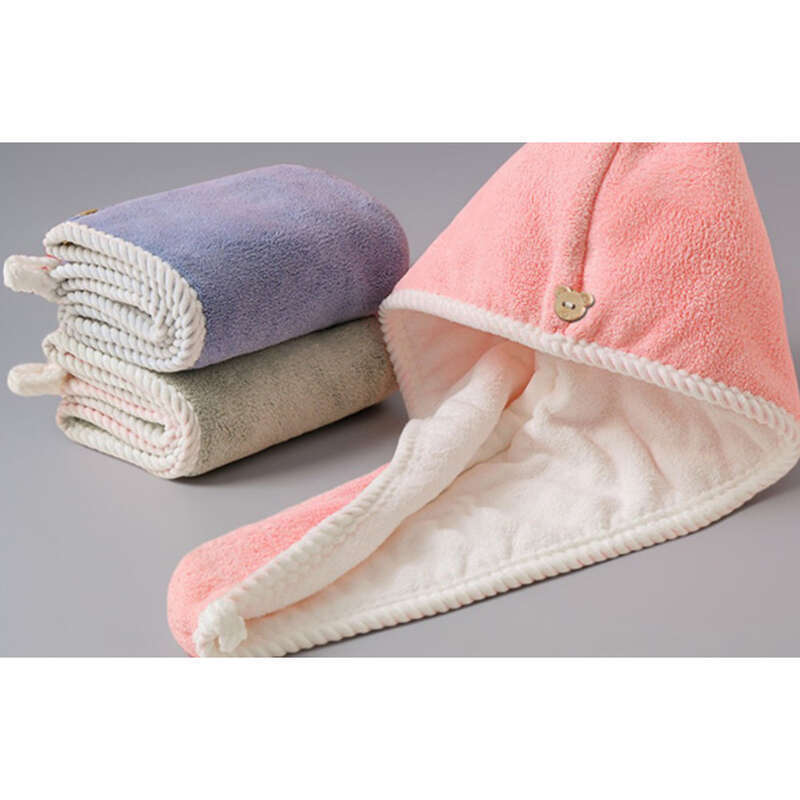 Cuffia assorbente ad asciugatura rapida con doppio spessore per donna, cuffia da doccia in velluto corallo, asciugamano per shampoo, bandana,_voghion.com