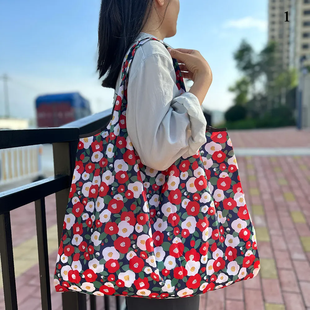 Oxford Cloth Folding Big Portable Storage Large-capacity Washable Reusable Foldable Shopping Bag Handbags_voghion.com