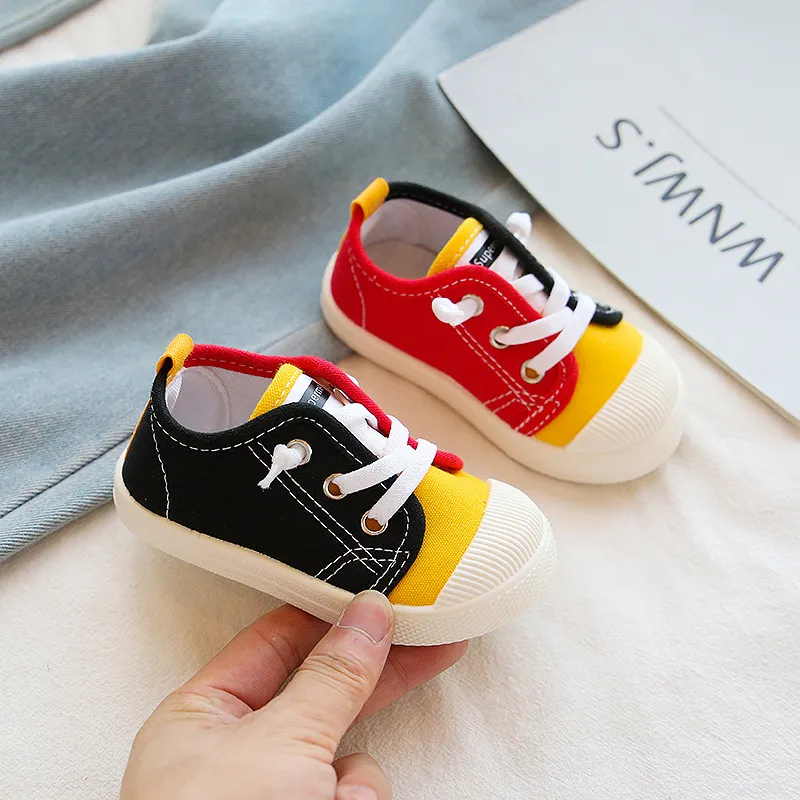 Boys Sneakers Girls Tennis Lace-up Children Footwear Toddler Yellow Chaussure ato Casual Kids Canvas Shoes Sizes_voghion.com