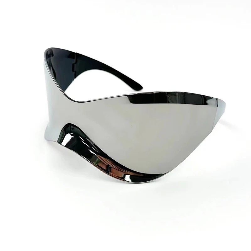 New Arrivals Oversized Futuristic Shield Sunglasses for Women Men Fashion Sier Mask Visor Sun Glasses Female Punk Y2K Eyeglasses