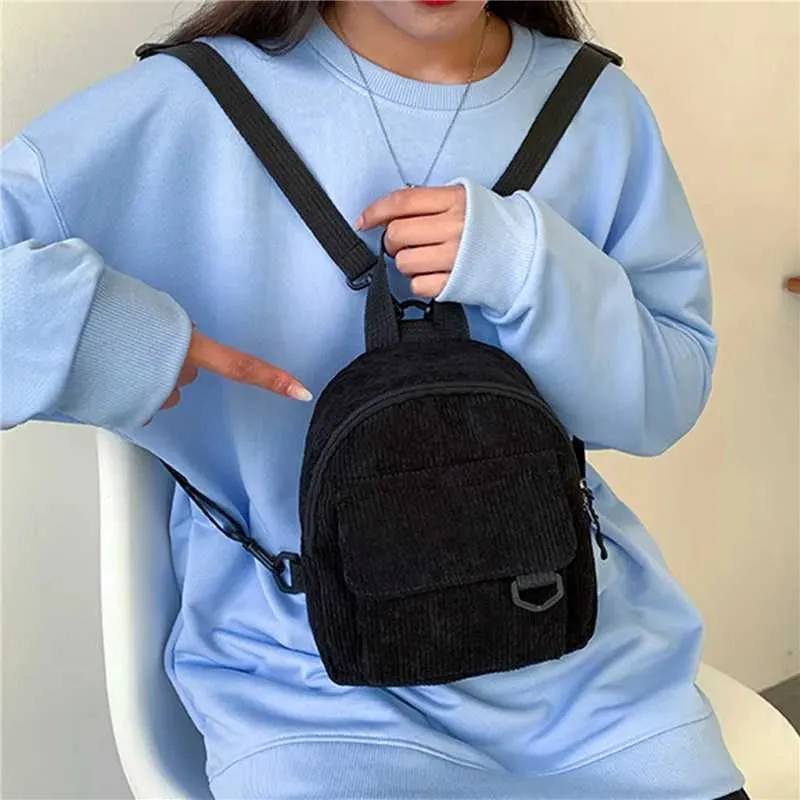 Zaino in velluto a coste da donna borsa a spalla alla moda_voghion.com