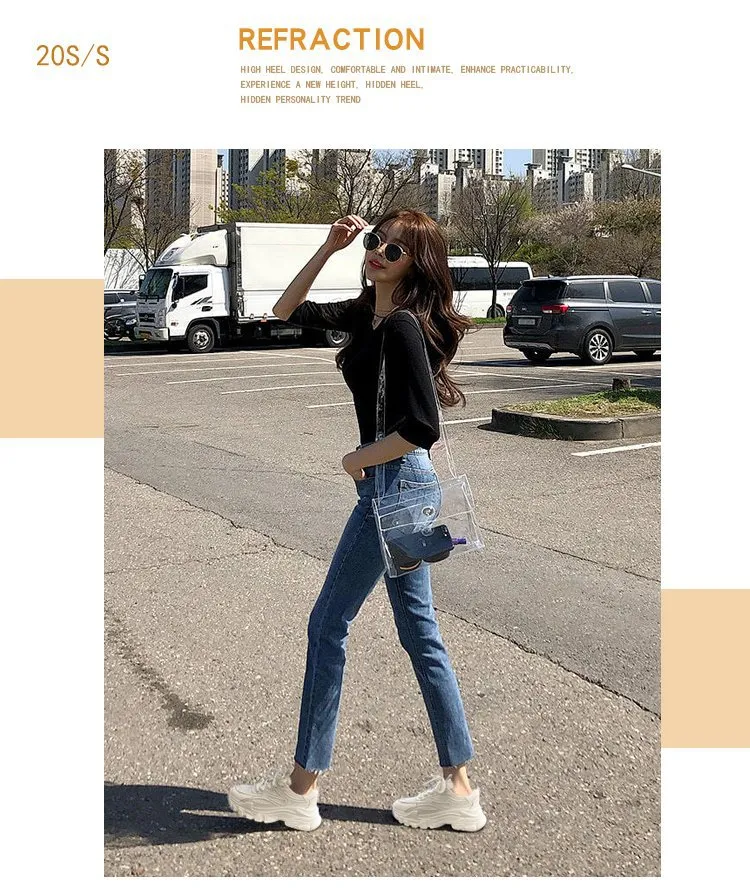 Mesh Thick Sole Round Toe Lightweight Sports Comfortable And Breathable Fashionable Casual Dad Shoes_voghion.com