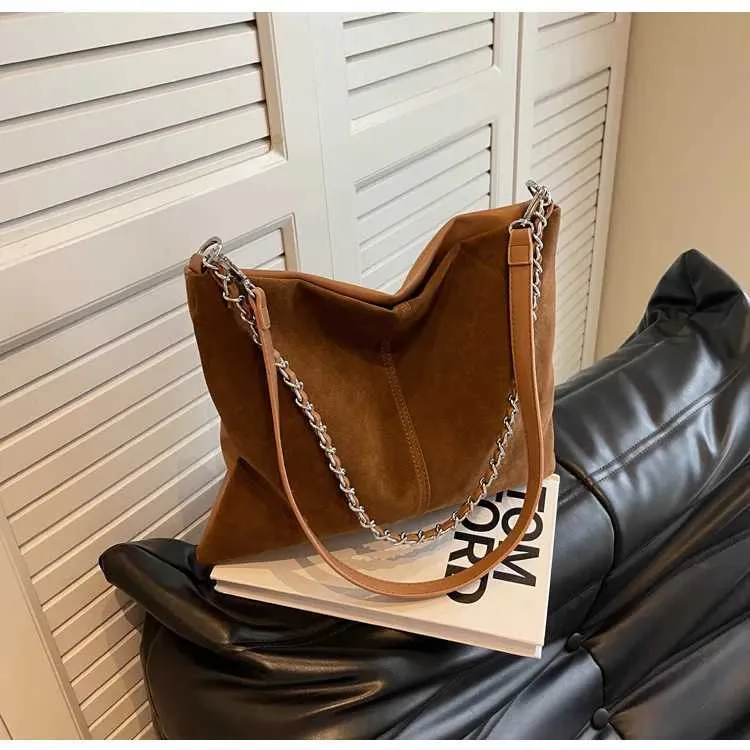 Stylish Women's Suede Shoulder Bag Large Capacity Leather Handbag_voghion.com