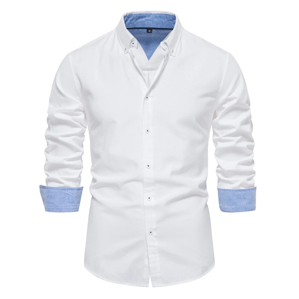 Camicia casual uomo in cotone oxford maniche lunghe business_voghion.com