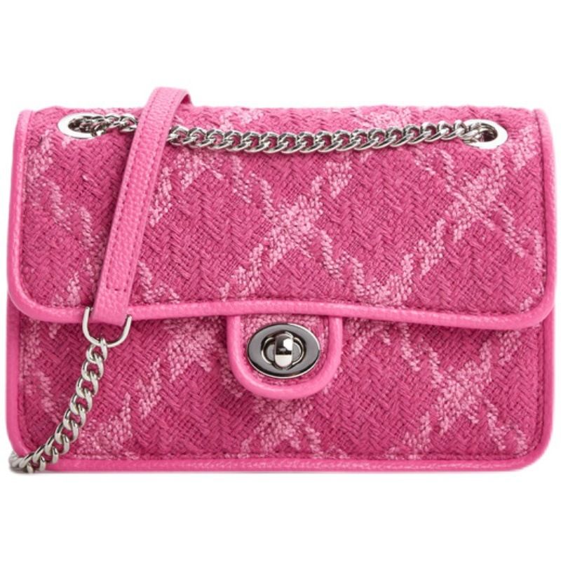 Stil High-End-Textur Nischendesign Schloss Wolldiamantkette kleine quadratische Tasche Schulter Crossbody Handtasche_voghion.com