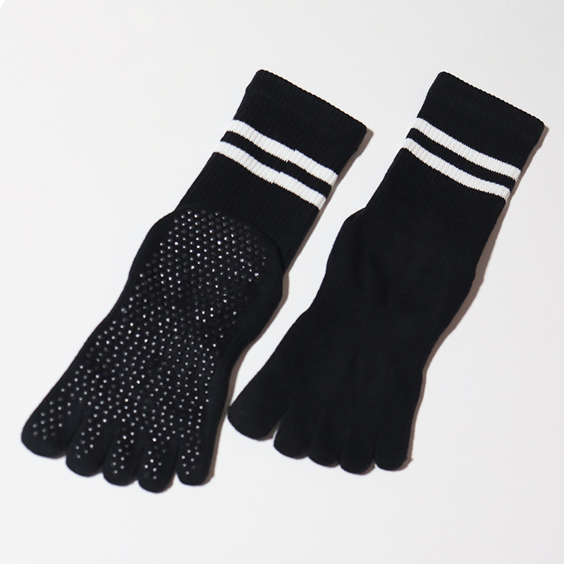 Chaussettes de yoga unisexes pour femmes, chaussettes professionnelles antidérapantes pour orteils, chaussettes d'intérieur Pilates à cinq doigts_voghion.com