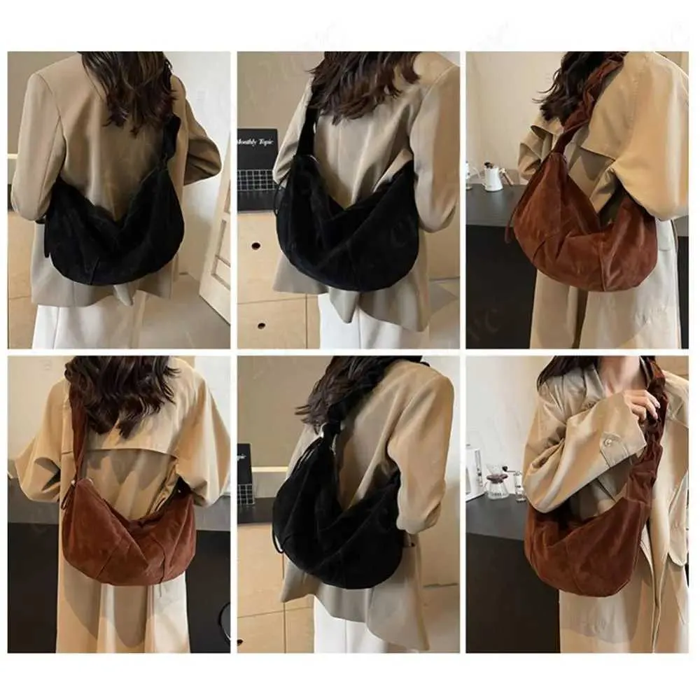 Borsa a mano piccola Hobo Tote multitasche in pelle scamosciata da donna con tracolla regolabile, borsa a mezzaluna, mini pochette a tracolla_voghion.com