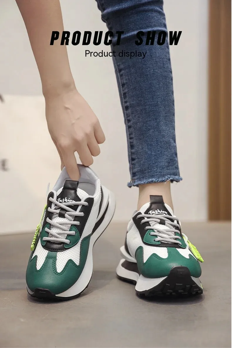 Women's Thick Soled Daddy Shoes Breathable Mesh Sports Trainers_voghion.com