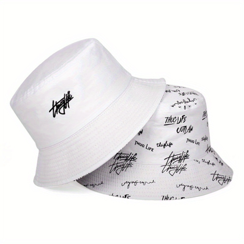 Nouveau chapeau de pêcheur double face respirant à large bord, protection extérieure, chapeau graffiti personnalisé, chapeau de protection solaire_voghion.com